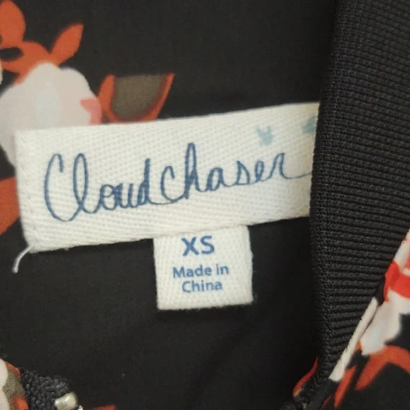 EUC Cloud Chaser Floral Bomber Jacket - Black and Orange Size XS - Picture 3 of 5